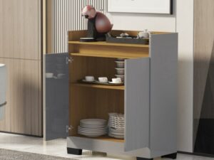 Buffet 2 Portas Real Cinza/Mel – MÓVEIS PRIMUS – 0.58m – 1.8/TD