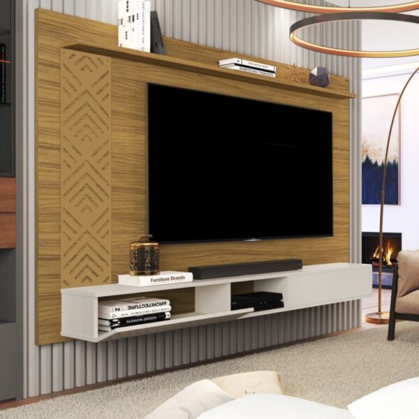 Painel até 60″ Roma Nature/Off White - MADEC/VJ MÓVEIS - 1.70m - 3.4/TD