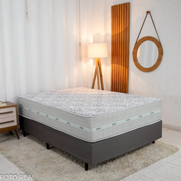 Box Casal Universal Gazin + Colchão Casal Carbon Molas Ensacadas - 1.38m - 9.5/RF