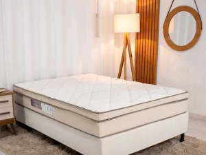 Box Casal Nosso Sonho + Colchão Casal Ipanema Molas Ensacadas – Portobel – 1.38m – 9.8/RF