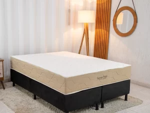 Cama Box Casal Bipartida Sued Preto + Colchão Supreme Pocket – Inovaflex – 1.38m – 9.8/RF