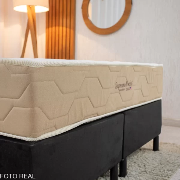 Cama Box Casal Bipartida Sued Preto + Colchão Supreme Pocket - Inovaflex - 1.38m - 9.8/RF - Imagem 3