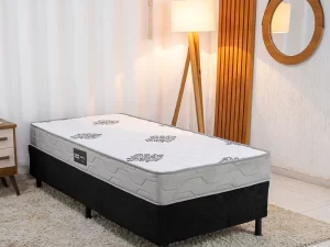 Cama Box Solteiro Sued + Colchão Confort Premium D28 – Nosso Sonho/Inovaflex – 88×188 – 4.8/RF