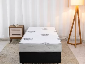 Cama Box Solteiro Sued + Colchão Confort Premium D28 – Nosso Sonho/Inovaflex – 88×188 – 4.8/RF