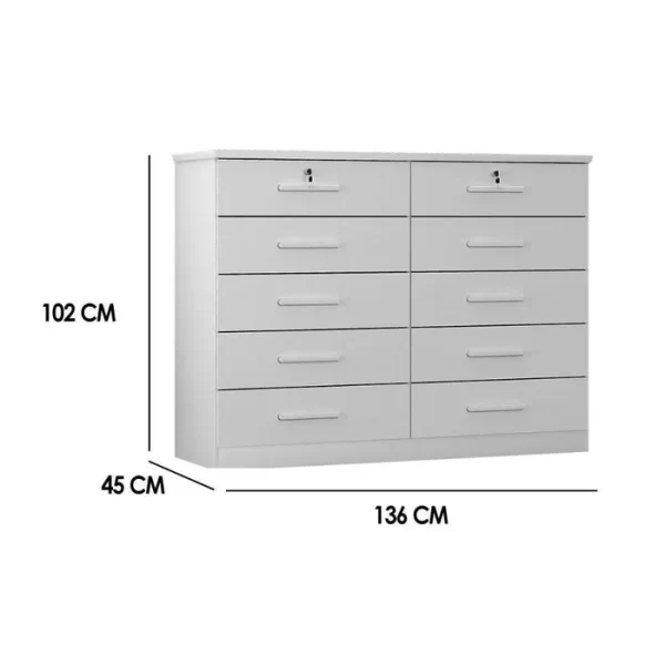 Cômoda Deca 10 Gavetas – NOVO HORIZONTE – 136cm – 5.8/TRA - Imagem 4
