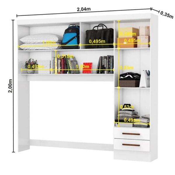 Roupeiro GR 4 Portas Hércules(Sem Espelho)  1,18m + Modulado 4 Portas  2,04m– CARIOCA MÓVEIS - Imagem 2