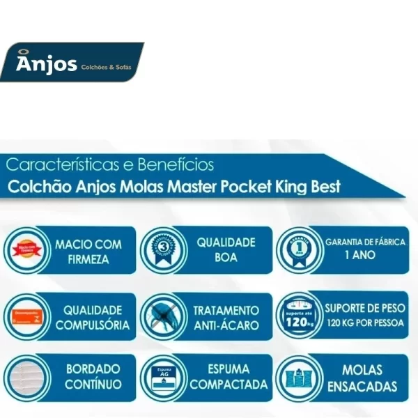 Colchão Casal Carbon Molas Ensacadas - Anjos - 1.38m - 6.9/RF - Imagem 4