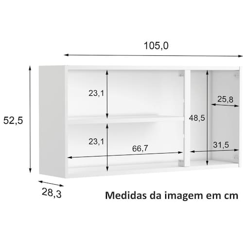 Armário Aéreo 3 Portas Múltipla 6009590 – Bertolini – 105cm – 2.2/TD - Imagem 4