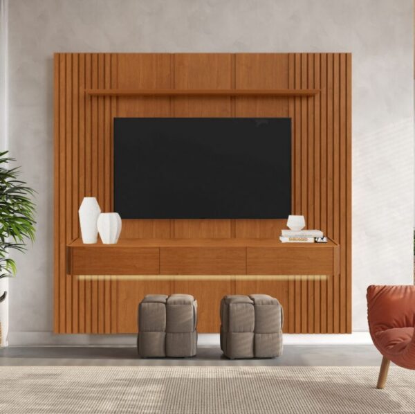 Painel até 58″ Union 1,87 + Nicho Union 1,80 Naturale - MAVAULAR - 1.87m - 1.1/TD