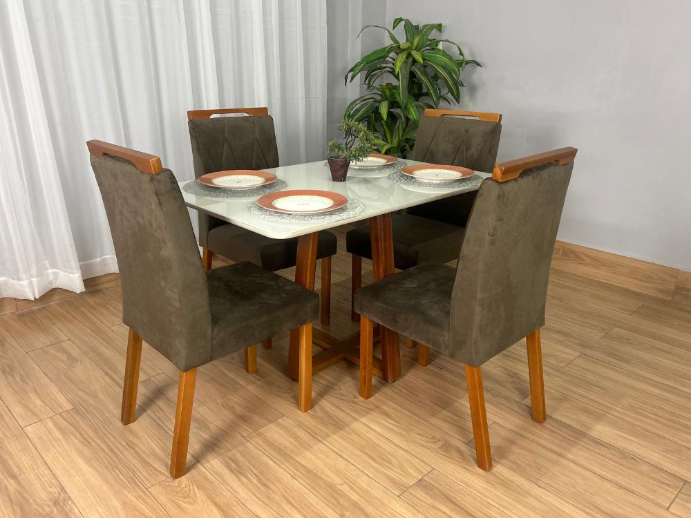 Mesa de Jantar Bali 1.20m com 4 Cadeiras Isa - Minas Plac/Ouro Decor - 1.20m - 1.1/LD - Imagem 7