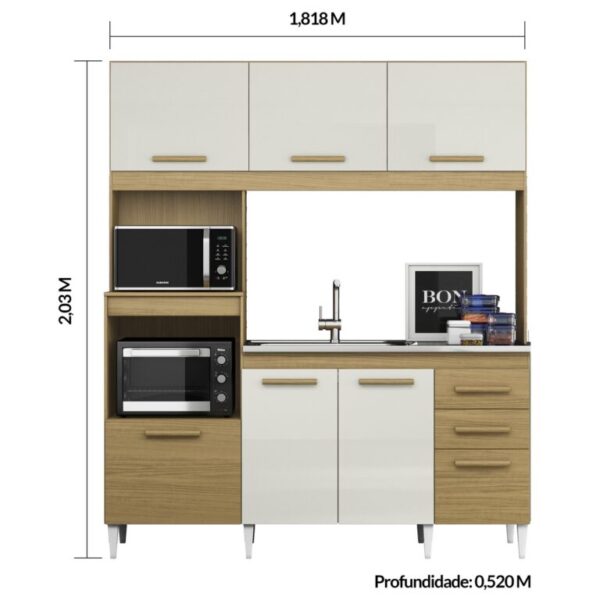 Kit Cozinha para Pia Camila - ARAMÓVEIS - 1.82m - 5.1/TD - Imagem 3