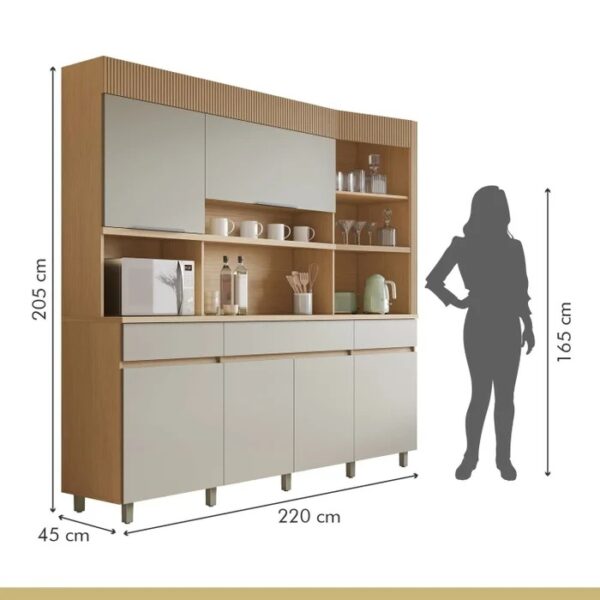 Kit Cozinha Realeza 6P3G 100%MDF - Nesher - 2.20m - 1.1/TD - Imagem 5