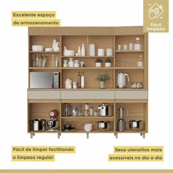 Kit Cozinha Realeza 6P3G 100%MDF - Nesher - 2.20m - 1.1/TD - Imagem 4