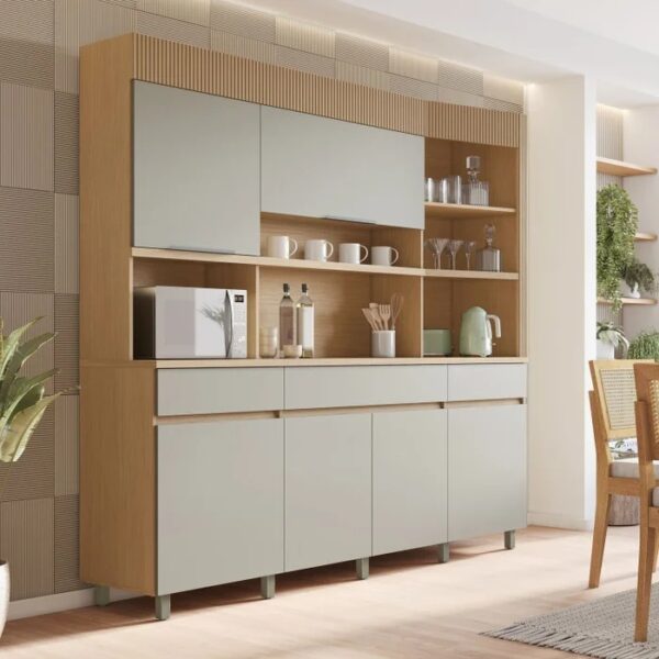 Kit Cozinha Realeza 6P3G 100%MDF - Nesher - 2.20m - 1.1/TD