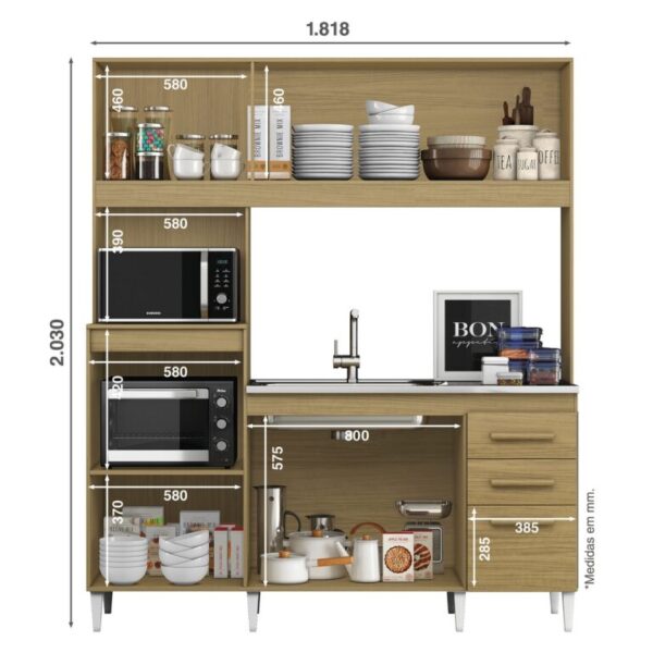 Kit Cozinha para Pia Camila - ARAMÓVEIS - 1.82m - 5.1/TD - Imagem 4