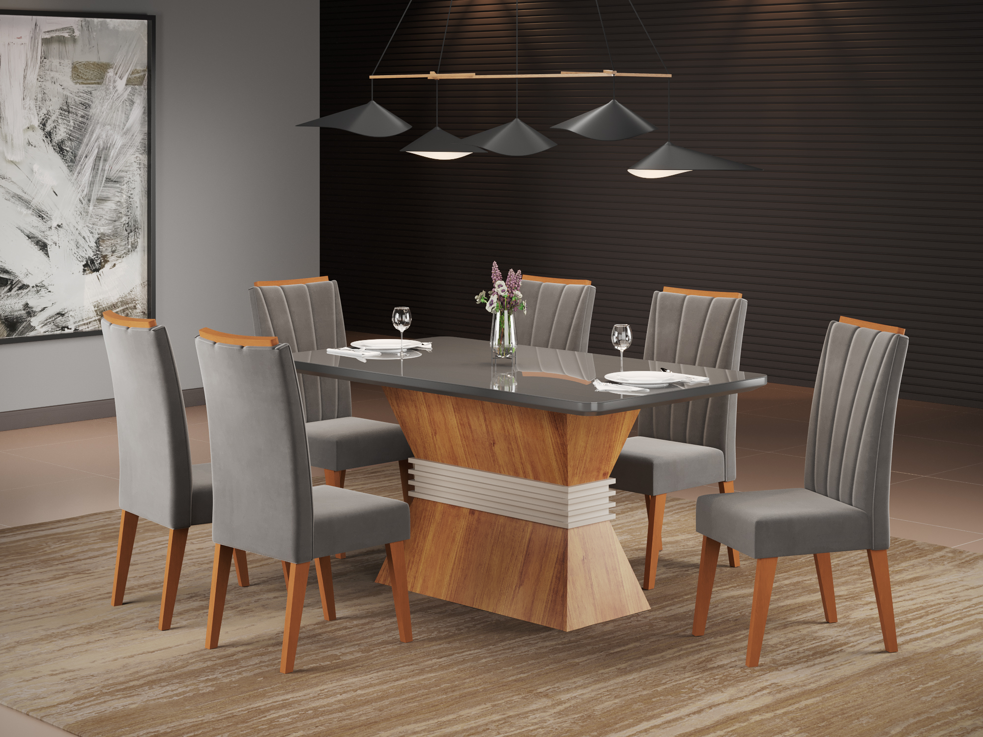 Mesa Eve 180 + 6 Cadeiras Safira - Viero - 1.6/SR - Imagem 2