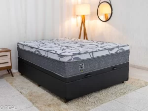 Box Baú Casal Eli Korino Preto + Colchão Casal Madrid – 1.38m – 1.4/RF
