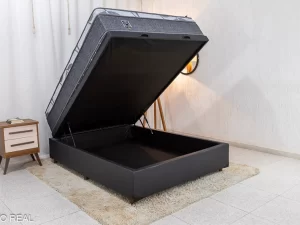 Box Baú Casal Eli Korino Preto + Colchão Casal Madrid – 1.38m – 1.4/RF