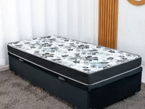 Base Box Baú Solt. Pop Veludo Preto + Colchão Solt. Santé – 37x88x188 – 6.7/RF