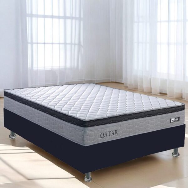 Colchão Casal Qatar D28 + Base Box Simples - DESIGN COLCHÕES/ALTO NÍVEL - 6.8/RF