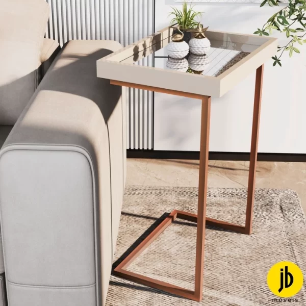 Mesa de Apoio 4774 Luxo c/Espelho Pés Bronze - JB Bechara - 0.41m - 1.3/RF