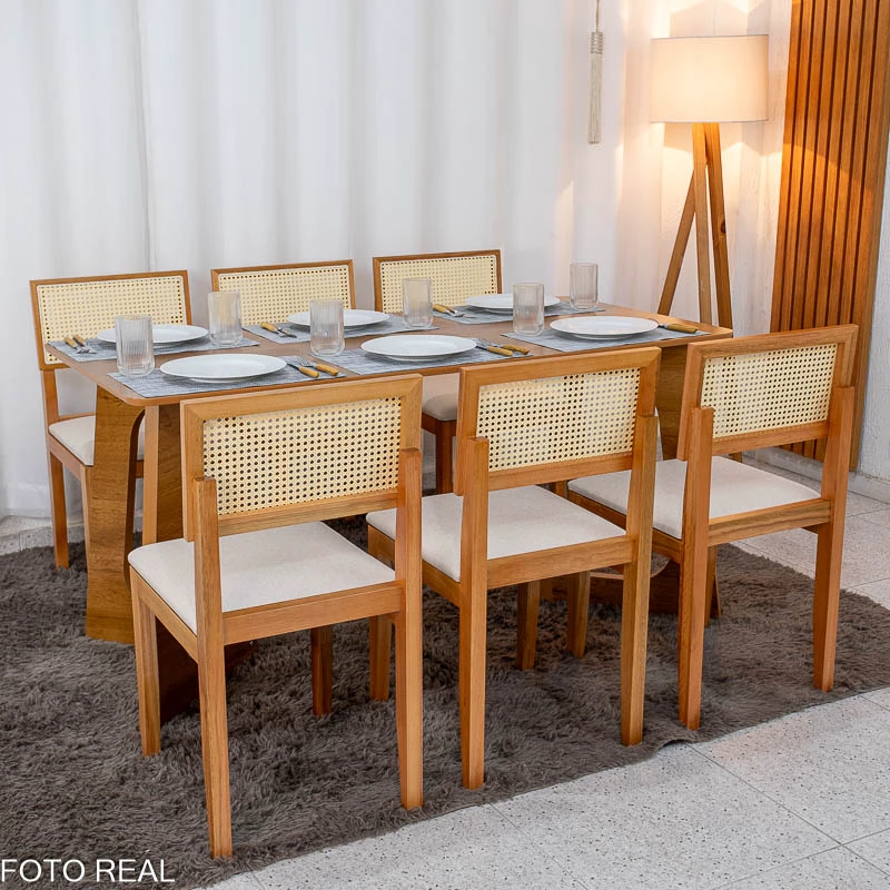 Mesa de Jantar Dubai 160x80 + 6 Cadeira Santorini de telinha - Cel Móveis - 2.3/RF - Imagem 4