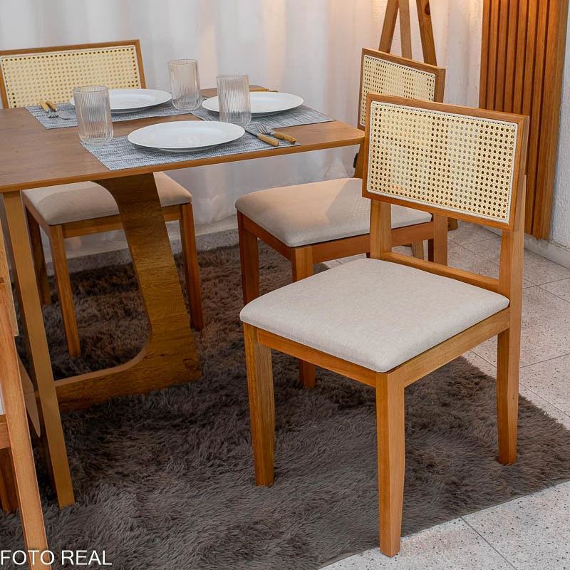 Mesa de Jantar Dubai 160x80 + 6 Cadeira Santorini de telinha - Cel Móveis - 2.3/RF - Imagem 6