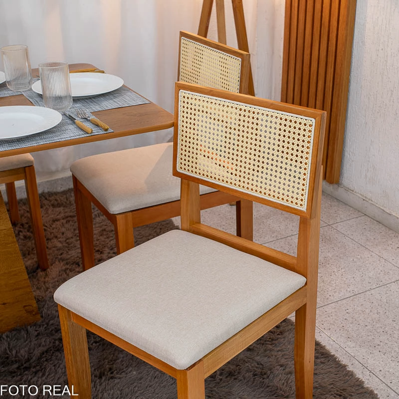 Mesa de Jantar Dubai 160x80 + 6 Cadeira Santorini de telinha - Cel Móveis - 2.3/RF - Imagem 7