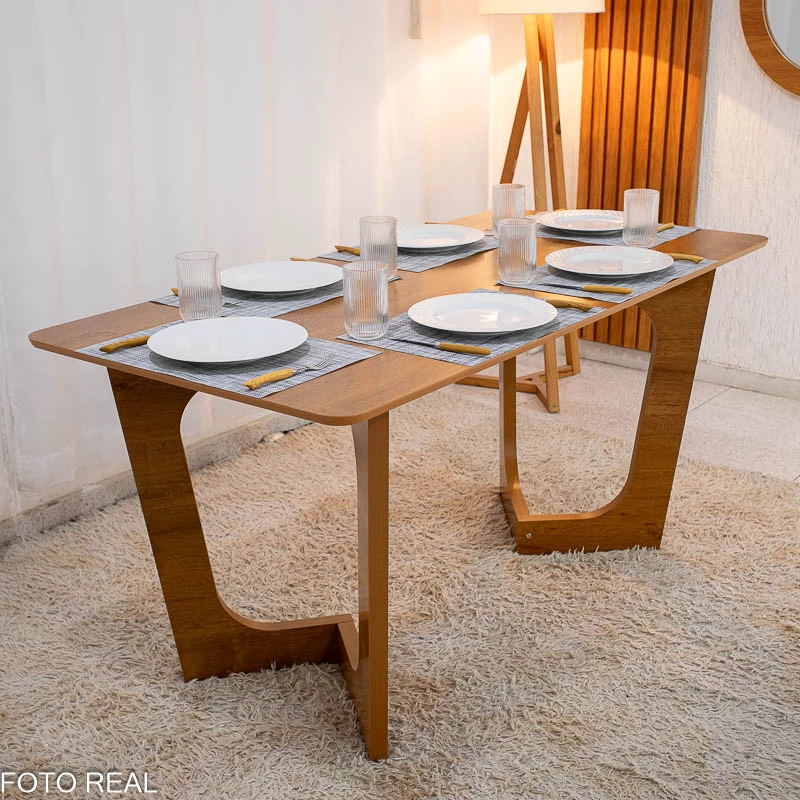 Mesa de Jantar Dubai 160x80 + 6 Cadeira Santorini de telinha - Cel Móveis - 2.3/RF - Imagem 9