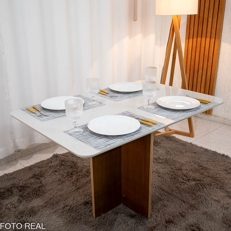 Mesa de Jantar Moscou Tampo Vidro Off 120x80 - Minas Plac - 3.6/RF - Imagem 2