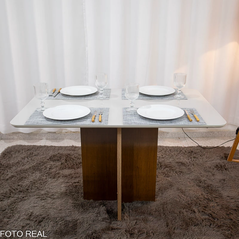 Mesa de Jantar Moscou Tampo Vidro Off 120x80 - Minas Plac - 3.6/RF - Imagem 3