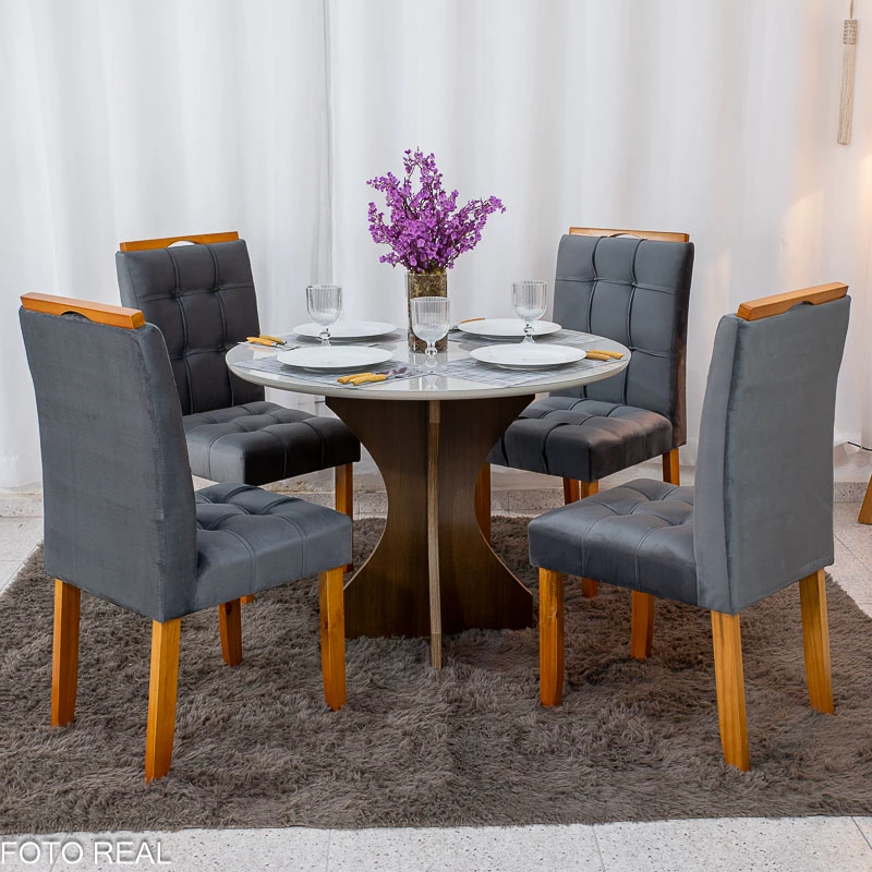 Mesa de Jantar Siena Redonda + 4 Cad Londres - Minasplac - 1.00m - 1.0/RF - Imagem 2