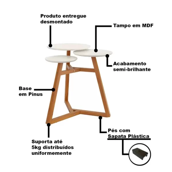 Mesa Lateral Classic 3 Tampos - Tebarrot - 0.67m - 1.8/RF - Imagem 3