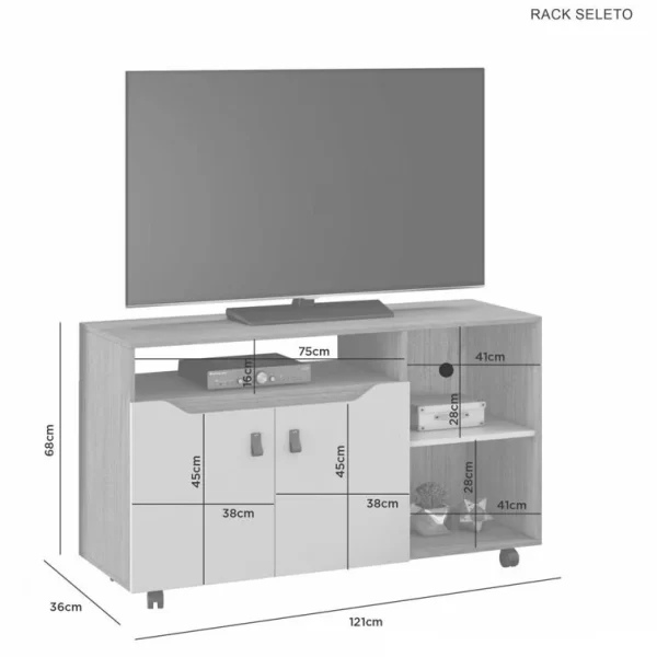 Rack Seleto TV até 49 Polegadas - JCM - 1.21m - 2.5/RF - Imagem 3