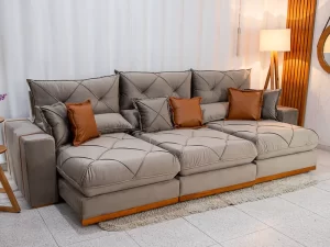 Estofado Sofá Retrátil e Reclinável Gran Bello Veludo – Império Estofados – 3.20m – 2.7/LD/RF