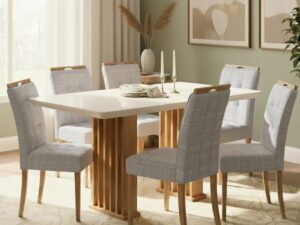 Mesa Mona/Munique 160 + 6 Cadeiras Sophia – VIERO MÓVEIS + WM DECOR – 1.3/TD