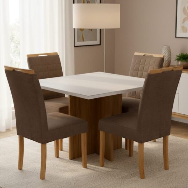 Mesa Salinas 120 + 4 Cadeiras Pandora 01 - AVALON DECOR + CARVALHO DECOR - 1.20m - 7.9/TD - Imagem 5