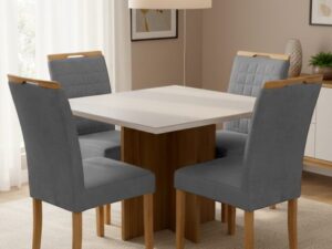 Mesa Salinas 120 + 4 Cadeiras Pandora 01 – AVALON DECOR + CARVALHO DECOR – 1.20m – 7.9/TD