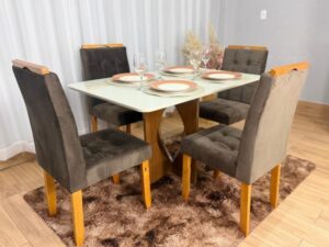 Mesa de Jantar Madri + 4 Cadeiras Londres – Minas Plac – 1.20m – 1.0/LD