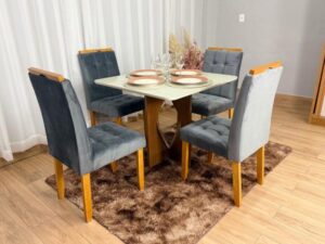 Mesa de Jantar Madri + 4 Cadeiras Londres – Minas Plac – 1.20m – 1.0/LD