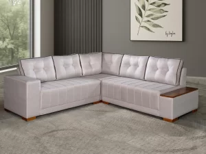 Estofado Sofa de Canto Ouro Fino - Lufer - 2.36m - 1.7/PR