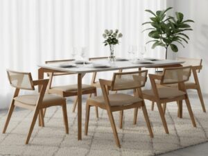 Mesa Roma + 6 Cadeiras Zeus – SALA VIP MOVELARIA – 1.60m – 2.5/TD