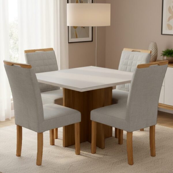 Mesa Salinas 120 + 4 Cadeiras Pandora 01 - AVALON DECOR + CARVALHO DECOR - 1.20m - 7.9/TD - Imagem 3