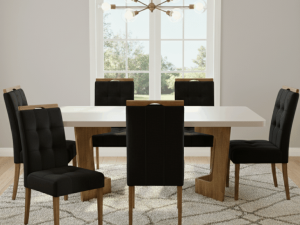 Mesa Liz 160 (Tampo 40mm) + 6 Cadeiras Sophia – VALDEMÓVEIS + WM DECOR – 1.3/TD