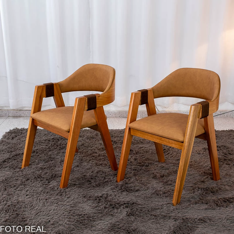 Kit 2 Cadeiras Ravena Madeira Tecido Corino - Minas Plac - 0.57m - 1.0/RF