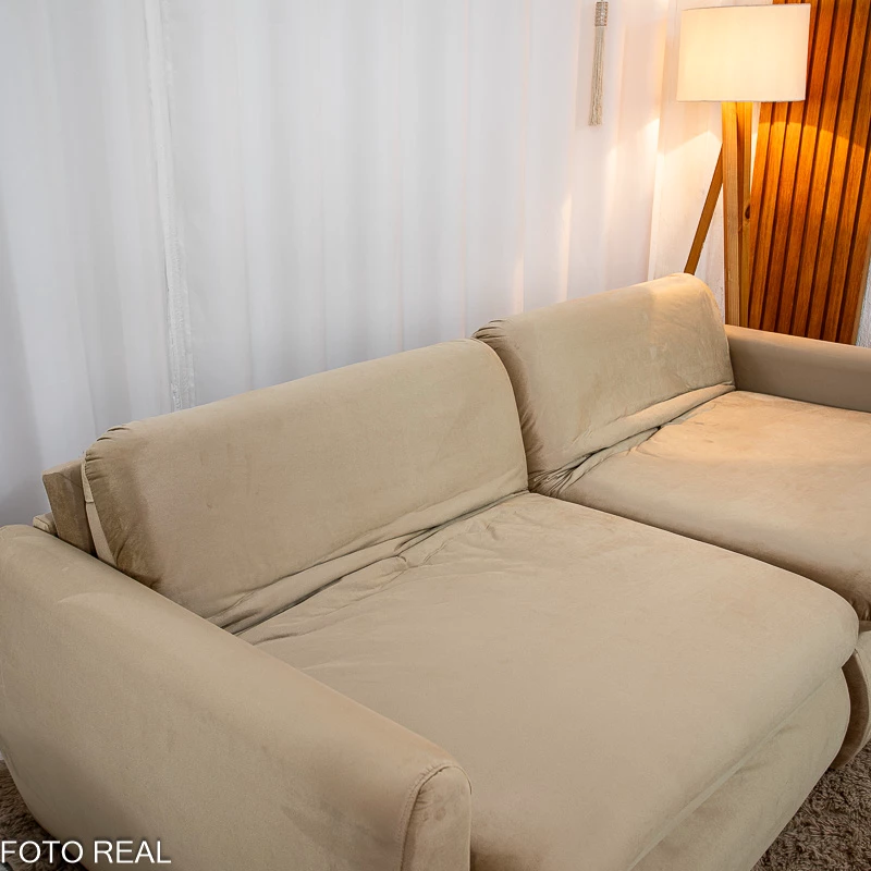 Sofá Retrátil Amaranto Premium 2.30m - Veludo Bege - 2.30m - 1.9/RF - Imagem 11