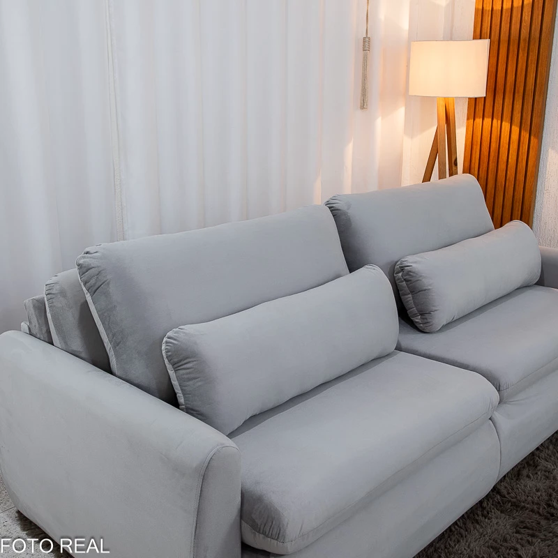 Sofá Retrátil Amaranto Premium 2.30m - Veludo Bege - 2.30m - 1.9/RF - Imagem 18