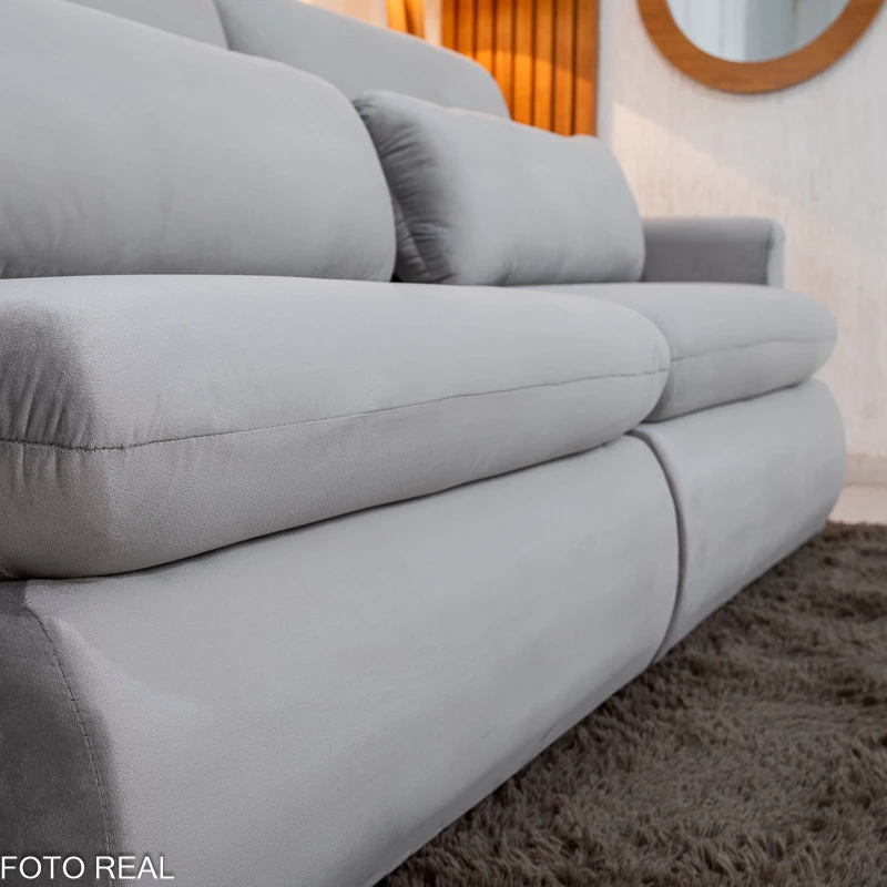 Sofá Retrátil Amaranto Premium 2.30m - Veludo Bege - 2.30m - 1.9/RF - Imagem 17