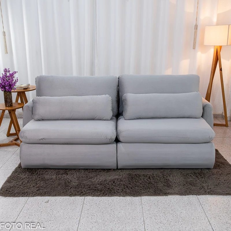 Sofá Retrátil Amaranto Premium 2.30m - Veludo Bege - 2.30m - 1.9/RF - Imagem 25