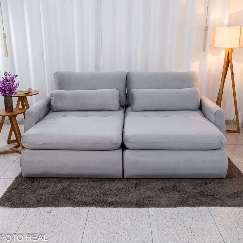 Sofá Retrátil Amaranto Premium 2.30m - Veludo Bege - 2.30m - 1.9/RF - Imagem 24